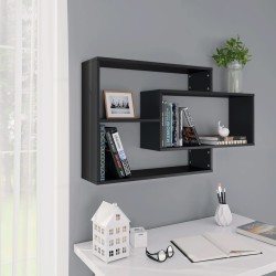 vidaXL Estantes de pared de madera contrachapada negro 104x20x58,5 cm