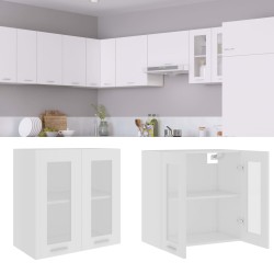 vidaXL Armario colgante vidrio y madera ingeniería blanco 60x31x60 cm