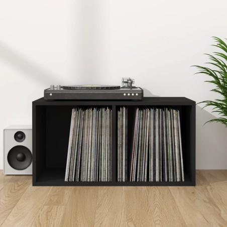 vidaXL Caja para discos de vinilo madera contrachapada negro71x34x36cm