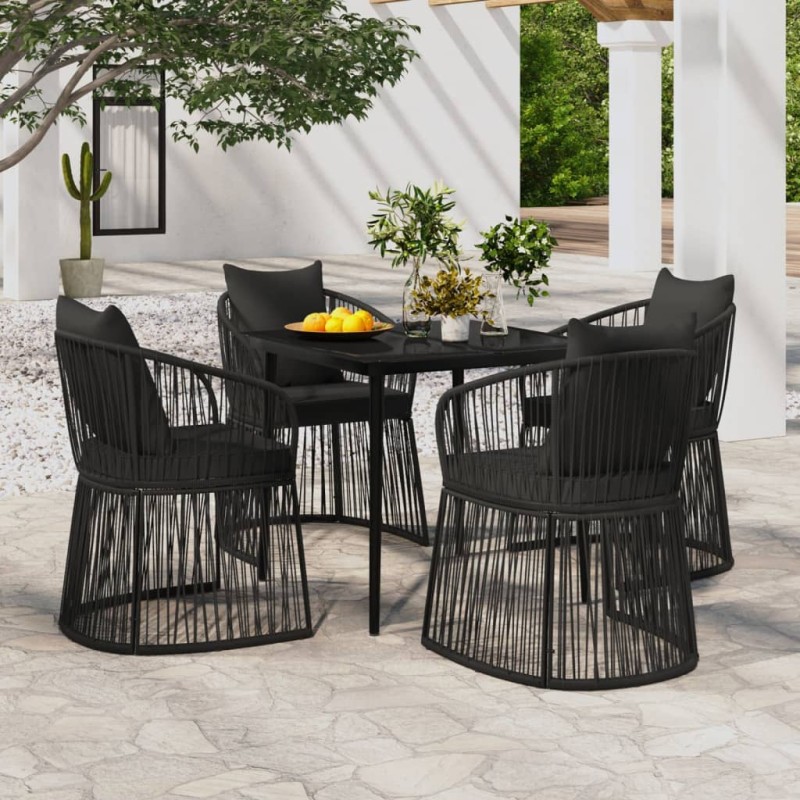 vidaXL Juego de comedor de jardín 5 piezas con cojines negro vidaXL Juego de comedor de jardín 5 piezas con cojines negro