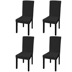 vidaXL Funda de silla elástica recta 4 unidades negra
