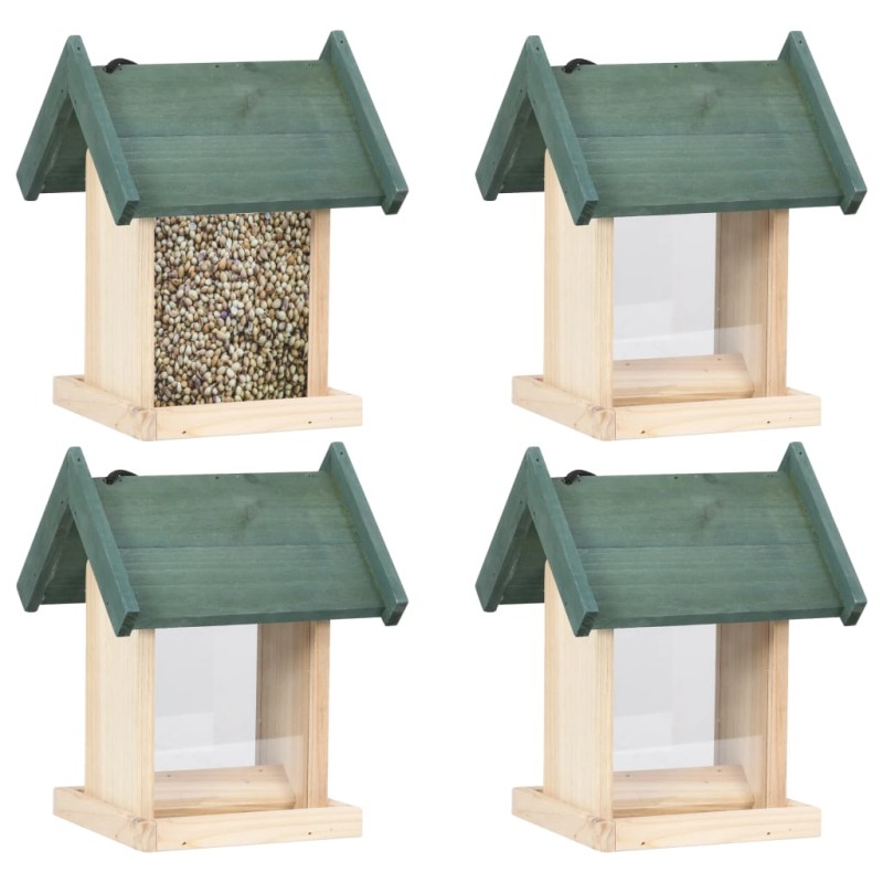 vidaXL Comederos para pájaros 4 unidades madera de abeto vidaXL Comederos para pájaros 4 unidades madera de abeto