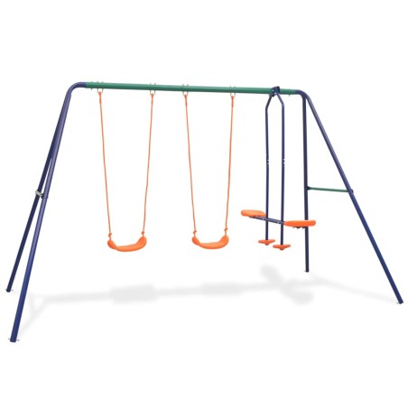 vidaXL Juego de columpios con 4 asientos naranja