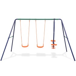 vidaXL Juego de columpios con 4 asientos naranja