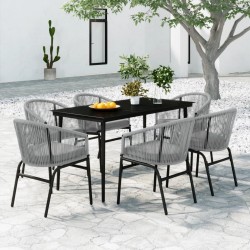 vidaXL Juego de comedor de jardín 7 piezas ratán sintético gris