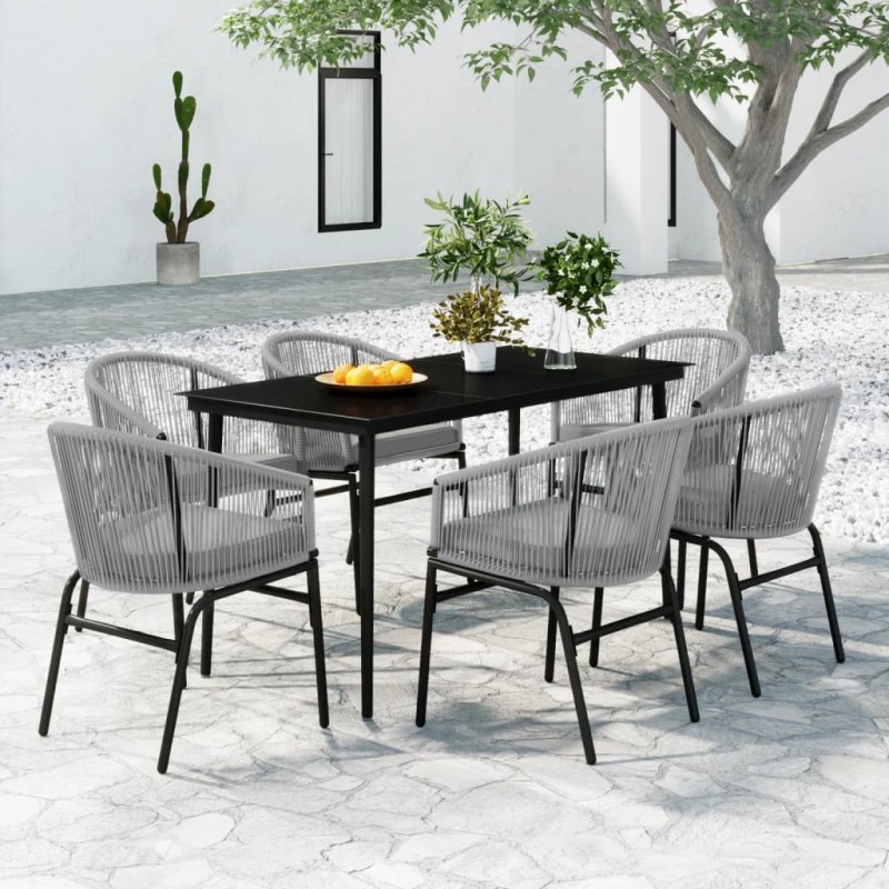 vidaXL Juego de comedor de jardín 7 piezas ratán sintético gris vidaXL Juego de comedor de jardín 7 piezas ratán sintético gris