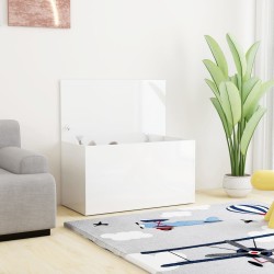 vidaXL Baúl almacenaje madera contrachapada blanco brillo 84x42x46 cm