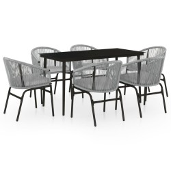 vidaXL Juego de comedor de jardín 7 piezas ratán sintético gris