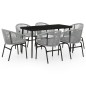 vidaXL Juego de comedor de jardín 7 piezas ratán sintético gris vidaXL Juego de comedor de jardín 7 piezas ratán sintético gris