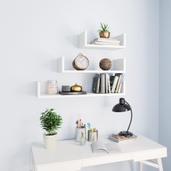 vidaXL Estante de pared 3 piezas madera contrachapada blanco