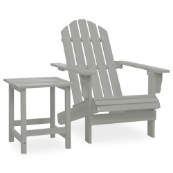 vidaXL Silla con otomana y mesa jardín Adirondack abeto macizo gris