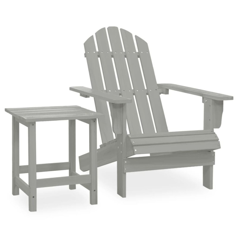 vidaXL Silla con otomana y mesa jardín Adirondack abeto macizo gris vidaXL Silla con otomana y mesa jardín Adirondack abeto macizo gris
