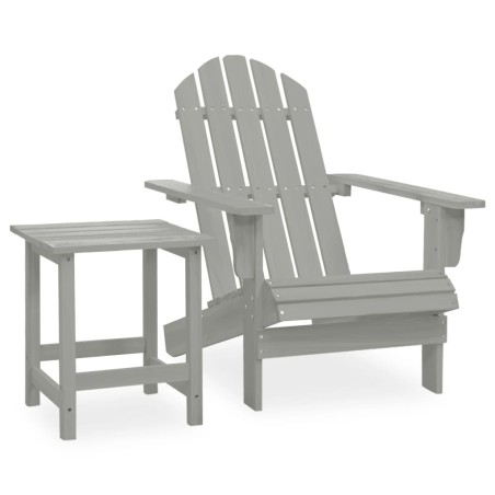 vidaXL Silla con otomana y mesa jardín Adirondack abeto macizo gris