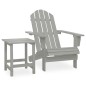 vidaXL Silla con otomana y mesa jardín Adirondack abeto macizo gris vidaXL Silla con otomana y mesa jardín Adirondack abeto macizo gris