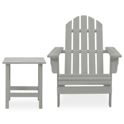 vidaXL Silla con otomana y mesa jardín Adirondack abeto macizo gris