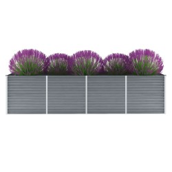 vidaXL Arriate de jardín de acero galvanizado gris 320x80x77 cm 