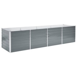 vidaXL Arriate de jardín de acero galvanizado gris 320x80x77 cm 