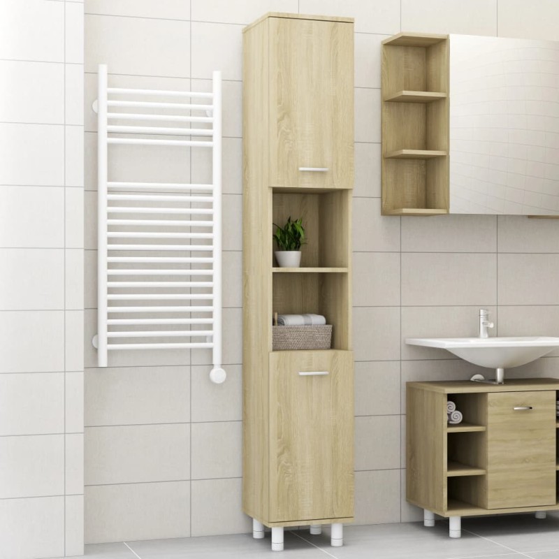 vidaXL Armario de baño madera contrachapada color roble 30x30x179 cm vidaXL Armario de baño madera contrachapada color roble 30x30x179 cm