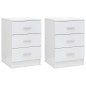 vidaXL Mesitas de noche 2 uds aglomerado blanco brillante 38x35x56 cm
