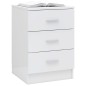 vidaXL Mesitas de noche 2 uds aglomerado blanco brillante 38x35x56 cm