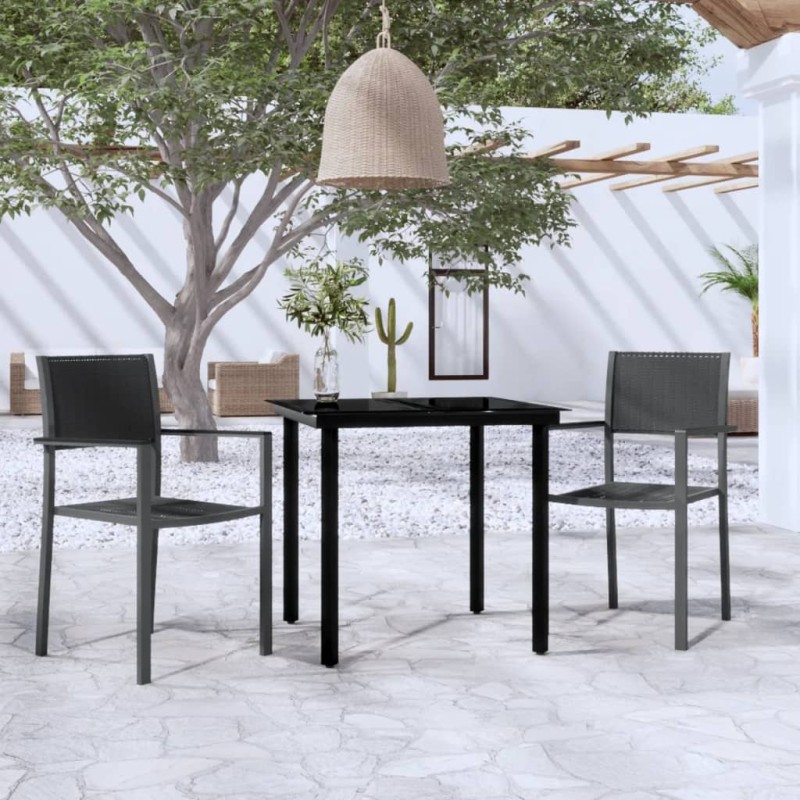 vidaXL Juego de comedor para jardín 3 piezas negro vidaXL Juego de comedor para jardín 3 piezas negro
