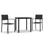 vidaXL Juego de comedor para jardín 3 piezas negro vidaXL Juego de comedor para jardín 3 piezas negro