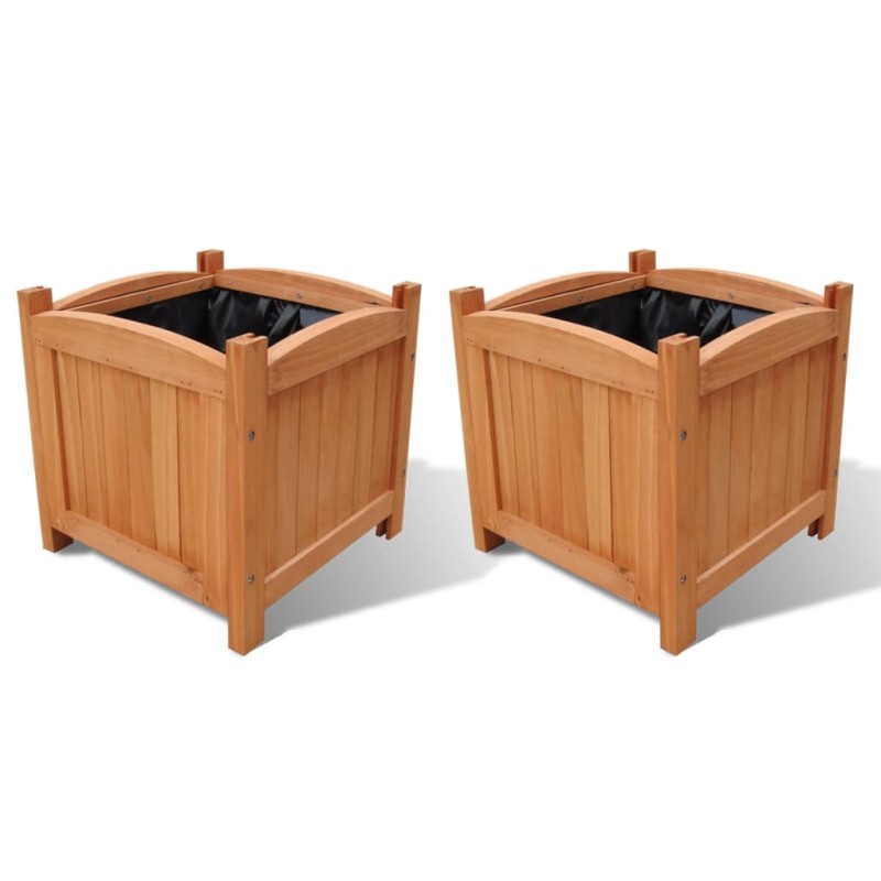 vidaXL Juego de arriates de madera 2 unidades 30x30x30 cm vidaXL Juego de arriates de madera 2 unidades 30x30x30 cm