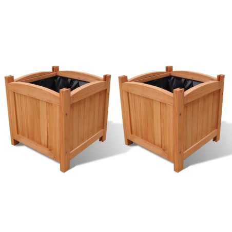vidaXL Juego de  arriates de madera 2 unidades 30x30x30 cm 