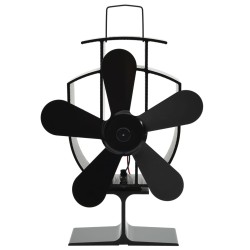 vidaXL Ventilador de estufa accionado por calor 5 aspas negro