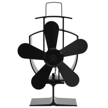 vidaXL Ventilador de estufa accionado por calor 5 aspas negro
