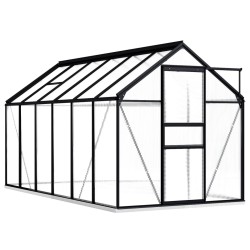 vidaXL Invernadero con estructura de aluminio gris antracita 7,03 m²