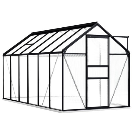 vidaXL Invernadero con estructura de aluminio gris antracita 7,03 m²