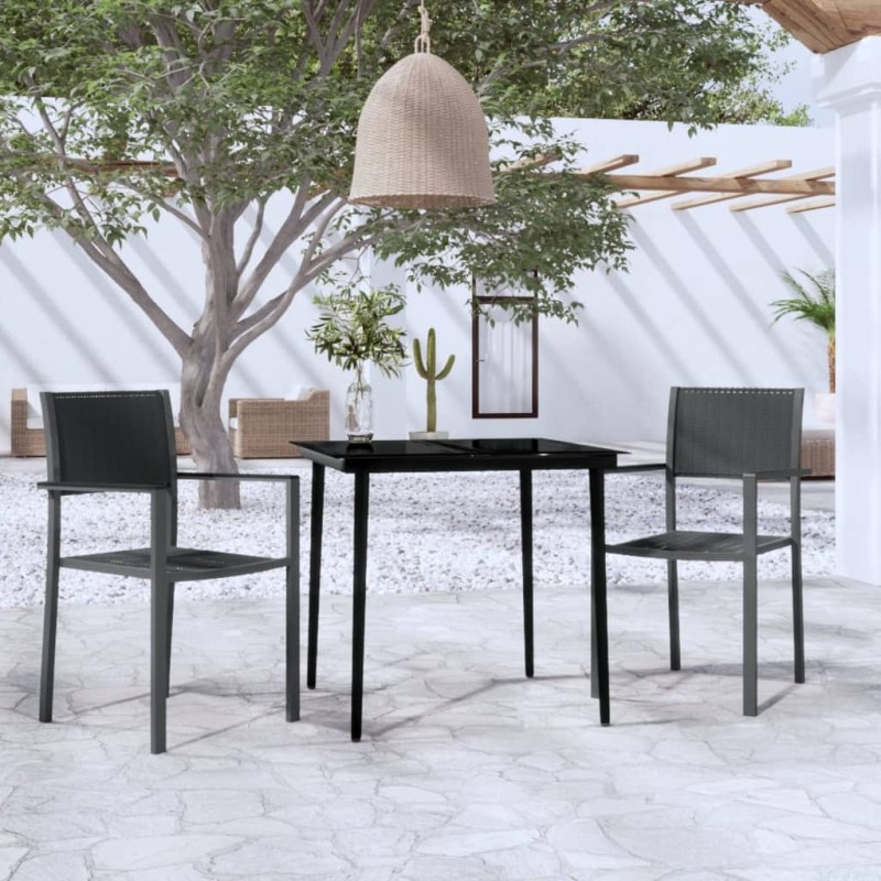 vidaXL Juego de comedor para jardín 3 piezas negro vidaXL Juego de comedor para jardín 3 piezas negro