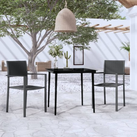 vidaXL Juego de comedor para jardín 3 piezas negro