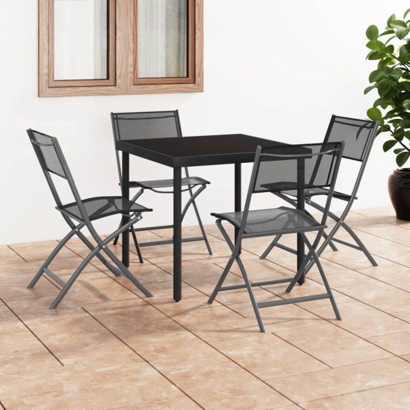 vidaXL Sillas de jardín plegables 4 unidades acero y textilene negro vidaXL Sillas de jardín plegables 4 unidades acero y textilene negro