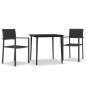 vidaXL Juego de comedor para jardín 3 piezas negro vidaXL Juego de comedor para jardín 3 piezas negro