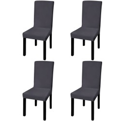 vidaXL Funda para silla elástica recta 4 unidades gris antracita