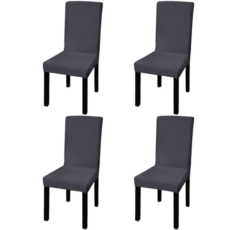 vidaXL Funda para silla elástica recta 4 unidades gris antracita vidaXL Funda para silla elástica recta 4 unidades gris antracita
