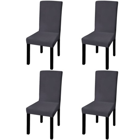vidaXL Funda para silla elástica recta 4 unidades gris antracita