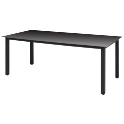 vidaXL Mesa de jardín de aluminio y vidrio negra 190x90x74 cm 