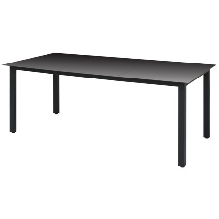 vidaXL Mesa de jardín de aluminio y vidrio negra 190x90x74 cm 