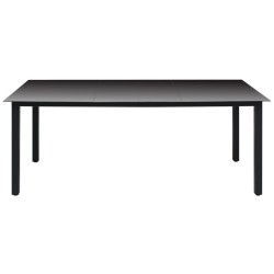 vidaXL Mesa de jardín de aluminio y vidrio negra 190x90x74 cm 