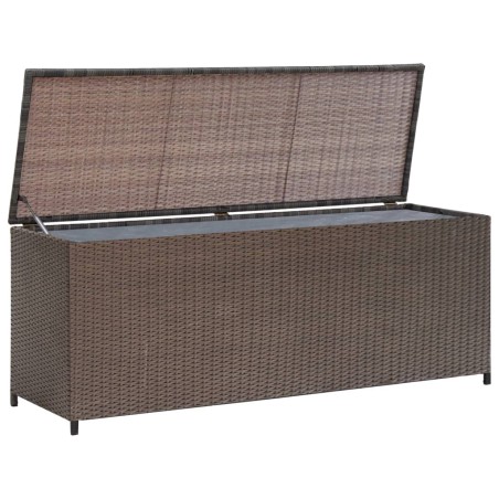 vidaXL Caja de almacenaje jardín ratán sintético marrón 120x50x60 cm