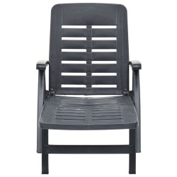 vidaXL Tumbona plegable de plástico gris antracita