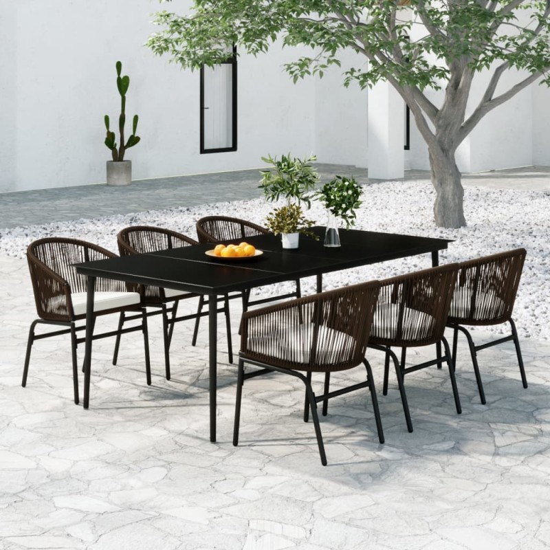 vidaXL Juego de comedor de jardín 7 piezas marrón vidaXL Juego de comedor de jardín 7 piezas marrón