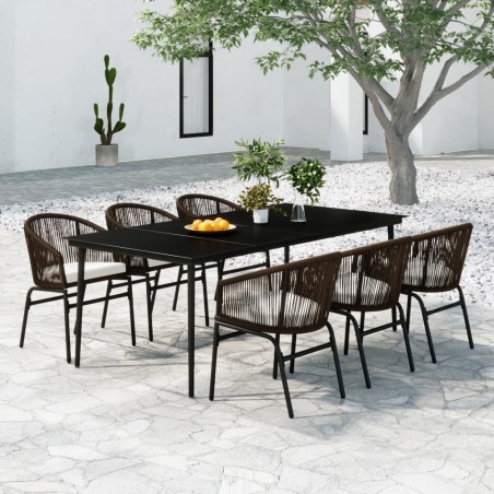vidaXL Juego de comedor de jardín 7 piezas marrón