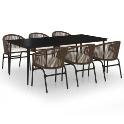vidaXL Juego de comedor de jardín 7 piezas marrón