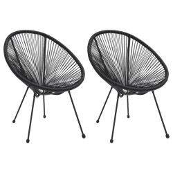 vidaXL Sillas de jardín Moon 2 unidades ratán negro