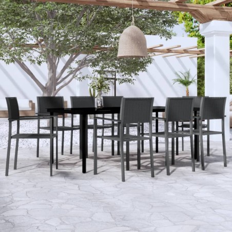 vidaXL Juego de comedor para jardín 9 piezas negro