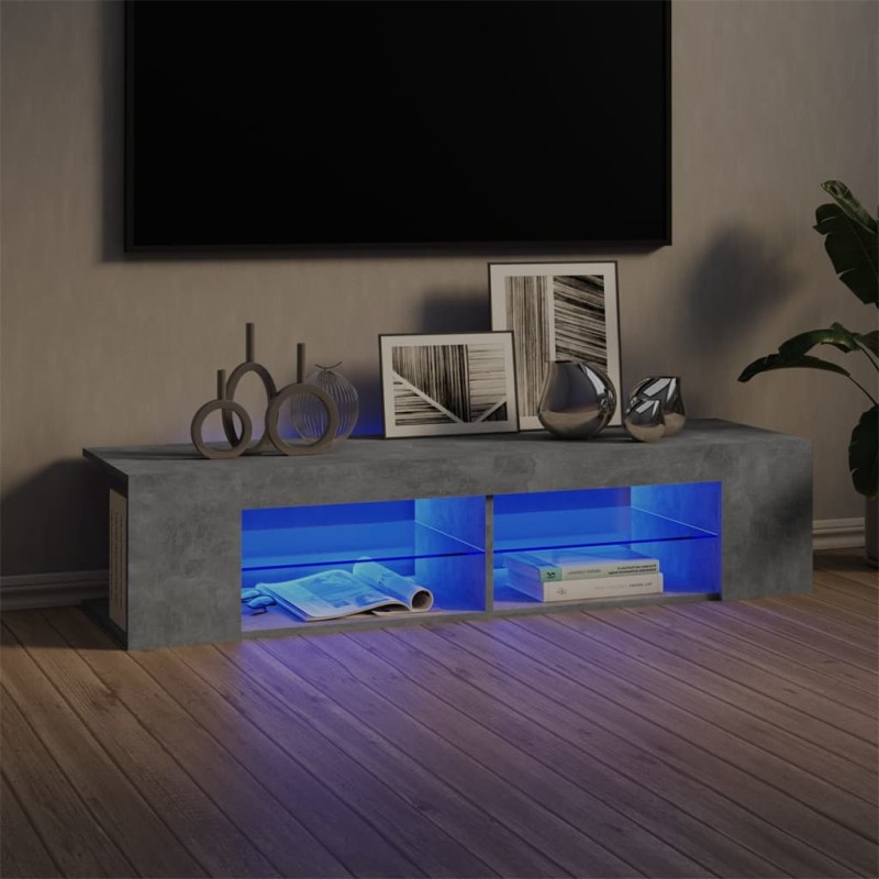 vidaXL Mueble de TV con luces LED gris hormigón 135x39x30 cm vidaXL Mueble de TV con luces LED gris hormigón 135x39x30 cm